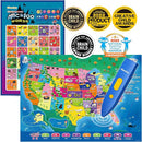 Bilingual Interactive for Kids Talking USA Map Alphabet Poster for Toddlers Learning and Educational Toys,Talking Educational Chart for Ages 3 to 12 Years Old,Learning ABC Letters for Preschool/Gift by TinyTreasures Baby Boutique