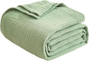 EMME Cotton Blanket Queen Size for Bed Soft Large Muslin Bed Blankets 90"x90" Lightweight Breathable Blanket Bedspread All Season Gauze, Sage Green by CozyNest Decor