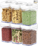 DWËLLZA KITCHEN Airtight Food Storage Containers for Pantry With White Lids – 6 Pack - Clear Air Tight Kitchen Containers Pantry Organization and Storage - BPA-Free Plastic - Keeps Food Fresh & Dry by CozyNest Decor