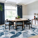 Modern Abstract Blue 8X10 Area Rug for Living Room Bedroom Washable, with Non-Slip Rubber Backing Print Faux Wool Thin, Throw Large Carpet for Kids Playroom Dining Room Pet & Child Friendly by CozyNest Decor