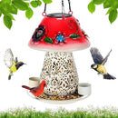 Mushroom Solar Bird Feeders for Outdoors Hanging Metal Wild Bird Feeder Garden Lantern with S Hook for Garden Decoration red by GreenHaven Gardens