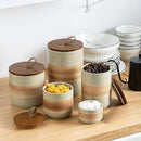 Large Storage Containers with Lids, Ceramic Coffee Container Kitchen Food Storage Jars for Spice Sugar Tea Bag, Stackable Decorative Jars for Counter, 61oz by CozyNest Decor