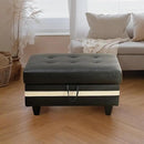 Ottoman Rectangular Storage Ottoman Bench, Faux Leather Footrest, Coffee Table, Stool Footstool with Hinged Lid for Living Room, Bedroom, Entryway, Black with White Strip, 35"x23.5"x17.5" by CozyNest Decor