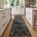 2x6 Washable Runner Rug,Black Floral Boho Area Rug for Hallway,Low-Pile Non-Slip Stain Resistant Carpet for Kitchen, Bedside,Laundry Room,Entryway by TinyTreasures Baby Boutique