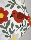Throw Pillow Cover with Bird Embroidery – 18x18 inch Handmade Punch Needle Cushion Cover – 100% Cotton Decorative Pillow for Couch, Bed or Living Room – Boho Nature-Inspired Home Decor by CozyNest Decor