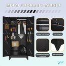 Metal Garage Storage Cabinet, 75” Cleaning Tool Cabinet with Hooks and Hanging Rods, Heavy Duty Garden Tool Organizer, Broom Cabinets for Home, Garage, Laundry Room, Gym, Workshop by CozyNest Decor