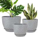 Plant Pots 12/10/9 inch Set of 3, Flower Pots with Multi Mesh Drainage Holes, Large Planters for Indoor Outdoor Garden Plants and Flowers. (Gray) by GreenHaven Gardens