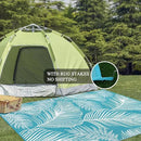 Pauwer Waterproof Outdoor Rug 6x9, Reversible Plastic Straw Patio Camping Rug, Indoor Outdoor RV Mat Carpet for Deck, Camper, Porch, Balcony, Backyard, Picnic, Leaf Teal by GreenHaven Gardens