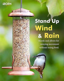 iBorn Metal Bird Feeder Hanging Wild Bird Feeders for Mix Seed Blends Heavy Duty All Metal Finishing, Copper Finish, 8 Inch 2 Port (Seed is not Included) by CozyNest Decor