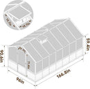 8x14 FT Outdoor Greenhouse Kit, 6MM Thick Polycarbonate Panel Wooden Walk-in Green House with Adjustable Roof Vents & Roof Vents, Backyard Garden, Light Mocha Brown by GreenHaven Gardens