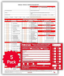 5 Pack 3-Ply Carbonless Annual Vehicle Inspection Report Forms with FMCSA Red Aluminum Adhesive Labels, DOT Inspection Forms and Stickers, Shrink-Wrapped, 8.5" x 11.75" - Made in USA by GreenHaven Gardens