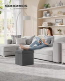 SONGMICS Folding Storage Ottoman Bench，38 x 38 x 38 cm， Ottoman Foot Rest, End of Bed Bench, Storage Chest, Load 300 kg, for Living Room, Bedroom, Entryway, Dorm, Dark Gray ULSF27Z