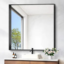 Black Bathroom Mirror, 42x42 Inch Rectangular Framed Mirror, Large Wall Mounted Bathroom Vanity Mirror Over Sink for Bedroom,Restroom, Living Room, Hangs Vertically or Horizontally by CozyNest Decor