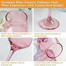 Pink Wine Glasses Set of 6-14oz Pink Long Stem Wine Glass, Pretty Crystal Glassware, Hand Blown Goblets Drinkware, Unique Stemware Wine Glass Holiday Gift Set for Women by CozyNest Decor