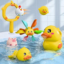 iPlay, iLearn Baby Duck Bath Toy, Toddler Bathtub Suction Water Spinner Gear, Kid Shower Fishing Game W/ Net, Light up Animal, Wind up Swimming Duck, Birthday Gift 6 9 12 Month 1 2 3 Year Old Boy Girl by TinyTreasures Baby Boutique