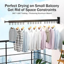 Space Saver Clothes Drying Rack, Wall Mounted, Retractable, Collapsible(Tri-Fold), for Balcony, Bathroom, Black Color by CozyNest Decor