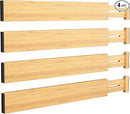 BAMEOS Drawer Divider,Expandable Bamboo Separators Adjustable Utensil Knife Fork Tool Kitchen Organizer, Clothes Fabric Drawer Organizer In Bathroom Bedroom Office, Cabinet Dresser Organizer 4-pack by CozyNest Decor