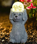 Solar Cute Dog Statue Holding Cracked Glass LED Lights – Funny Resin Dog Decor Garden Decorations for Patio,Balcony,Yard,Birthday Gifts for Women Mom by GreenHaven Gardens