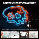 Eufrozy Halloween Neon Sign for Boys Room, Cool Skull Led Signs Kids Bedroom Decor, 6 Dimmable USB Powered Led Lights for Teenage Gamer Wall Decor Man Cave Gifts Blue Skeleton Decorations by CozyNest Decor