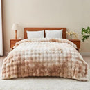 RYNGHIPY Faux Rabbit Fur Bed Throws Fluffy Warm Throw Blanket for Sofa Couch Soft Plush Decorative Blanket Thick and Heavy Cute Bubble Furry Blanket (Light Tan, 51''x63'') by CozyNest Decor