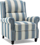 UIXE Pushback Recliner Chair Push Back Accent Chair, Fabric Overstuffed Armchair for Living Room, Rivet Trim Club Chair Home Theater Single Sofa Bedroom Reading Seat - Stripe Navy by CozyNest Decor