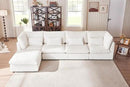Oversized Modular Sofa, Extra Deep Cloud Corduroy Sectional Couch with Ottoman Chaise, Fluffy Corduroy 5 Seater Sofa Bed for Living Room, Villa (L Shape 5 Seater, Corduroy White) by CozyNest Decor