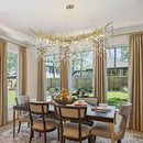 Modern Crystal Gold Chandelier, 55" Large Rectangular Oval Tree Branch Crystal Chandeliers for Dining Room,16-Light Flush Mount K9 Crystal Chandeliers, for Kitchen Island,Dining Room by CozyNest Decor