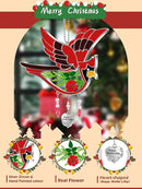 KY&BOSAM Happy Mother`s Day Cardinal Suncatcher Hand-Painted Garden Ornament Hanging Wind Chime with Pressed Flower Cardinal Embedded in Glass Gift for Mom Grandma Mother`s Day Gifts by GreenHaven Gardens