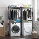 Xiofio Washer and Dryer Storage Shelf,Clothes Drying Rack,2 Tier Adjustable Height Storage Wire Basket with 2 Side Hook Laundry Shelves Used for Bathroom, Bedroom,Balcony,Black by CozyNest Decor