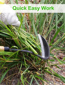Japanese Weeding Sickle Hoe, 17" Gardening Hand Weeder Nejiri Kama Blade Tool Digging and Cutting Weed Remover, High-Carbon Steel One-Piece Molding with Hard Wood Handle, Very Sharp Edge Quick Work by GreenHaven Gardens