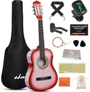 ADM Beginner Acoustic Classical Guitar 34 Inch Nylon Strings Wooden Guitar Bundle Kit for Kid Boy Girl Student Youth Guitarra Online Lessons with Gig Bag, Strap, Tuner, Strings, Picks, Pink by TinyTreasures Baby Boutique