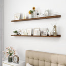 Picture Ledge Shelf, Wood Long Floating Shelves for Wall, Set of 2, 56 inch Picture Ledge Shelves, Photo Ledge Nursery Book Shelves Wall Mounted for Living Room Kids' Room Bedroom, Color Brown by TinyTreasures Baby Boutique
