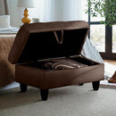 Ottoman Rectangular Storage Ottoman Bench, Flannel Footrest Stool Footstool with Lid for Living Room, Bedroom, Entryway, Chocolate, 28.5"x19"x17.5" by CozyNest Decor