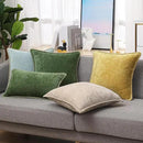 decorUhome Chenille Soft Throw Pillow Covers 16x16 Set of 2, Farmhouse Velvet Neutral Decorative Euro Pillow Covers with Stitched Edge for Couch Sofa Bed Home Decor, Mineral Yellow by CozyNest Decor