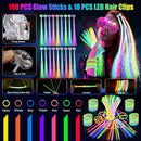 148 PCS Glow in the Dark Party Supplies, 16 Fiber Optic Wands, 14 LED Glasses, 100 Glow Sticks and 18 LED Hair Clips Fiber Optic for Neon Party, Wedding, Birthday, Concert, New Year by TinyTreasures Baby Boutique
