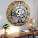 The Gears Clock Real Moving Gear Wall Clock England Line (Wood & Stone, 24 inches (60 cm)) by CozyNest Decor