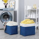 Bidtakay Large Canvas Organization Bins Set of 2 Navy Blue Rectangular Baskets 17x12x15 in for Blankets, Clothes, Towels, Dog Toys Storage by TinyTreasures Baby Boutique