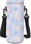 Neoprene Water Bottle Carrier Bag with Adjustable Shoulder Strap for Men Women Walking Hiking,Portable Insulated Holder Case for Stainless Steel/Glass/Plastic Bottles by TinyTreasures Baby Boutique