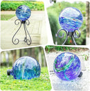 VCUTEKA Glass Outdoor Gazing Globe, Blue and Green Hand Painted Swirled Sphere for Patio Garden Gazing Ball Yard Ornament, 10 Inch by CozyNest Decor