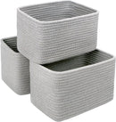 Small Cotton Rope Basket – Storage Bin for Organizing (10.6" x 6.7" x 6.7"), Bathroom Storage Basket for Shelf, Counter & Closet（Grey） by GreenHaven Gardens