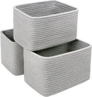 Small Baskets Set of 3-11"x7"x7" Perfect Toy Baskets for Storage, Ideal Storage Basket for Cube, Towels, and More - Basket for Shelves （Grey) by CozyNest Decor