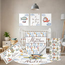 Personalized Crib Bedding Set, 5 Pcs Custom Name Nursery Bedding Set with Double Layer Flannel Blanket, Pilot Animals Baby Crib Set for Boys Girls, Customized Gifts for Toddlers Infants Babies by TinyTreasures Baby Boutique