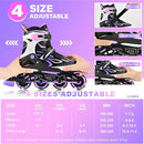 2PM SPORTS Vinal Girls Adjustable Flashing Inline Skates, All Wheels Light Up, Fun Illuminating Skates for Kids Men Adult Women and Boys by TinyTreasures Baby Boutique