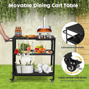 Outdoor Grill Cart Table,Indoor and Outdoor Pizza Oven Table,with 4 Movable Total Lock Casters, Hooks, Side Handle Multifunctional (Black) by CozyNest Decor