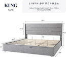 Allewie King Size Lift Up Storage Bed, Modern Wingback Headboard, Hydraulic Support, No Box Spring Needed, Light Grey by CozyNest Decor