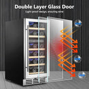 15 Inch Dual Zone Wine Refrigerator, 29 Bottle Under Counter Wine Fridge, Wine Refrigerator for Built-In or Freestanding, Wine Cooler with Removable Shelves, Double-Layer Glass Door, for Home by CozyNest Decor