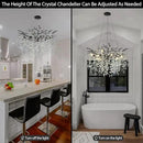 Modern Black Crystal Tree Branch Chandelier, 10-Light 30" Black K9 Crystal Chandeliers for Dining Room, Round Chandelier for Living Room,High Ceiling,Kitchen Island,Foyer,Staircase by CozyNest Decor