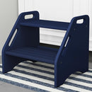 AMBIRD Wooden Step Stool, Two Step Stools Toddler 300 lbs Capacity with Safety Non-Slip Pads and Handles, Bamboo Step Stool for Bathroom, Kitchen Dual Height Step Stools for Kids (Navy Blue) by TinyTreasures Baby Boutique