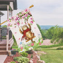 Heyfibro Spring Cute Cat Welcome Garden Flag 28x40 Inch Double Sided Burlap, Summer Magnolia Butterfly Flower Floral Yard Banner for Seasonal Holiday Farmhouse Outdoor Decor(ONLY FLAG) by GreenHaven Gardens