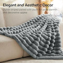 BEDELITE Faux Fur Throw Blanket for Couch, Soft and Cozy Luxurious 3D Striped Fluffy Blanket, 770GSM Thick Warm Plush Fuzzy Faux Rabbit Fur Blanket for Women Gift (Crey, 60"x 80") by CozyNest Decor